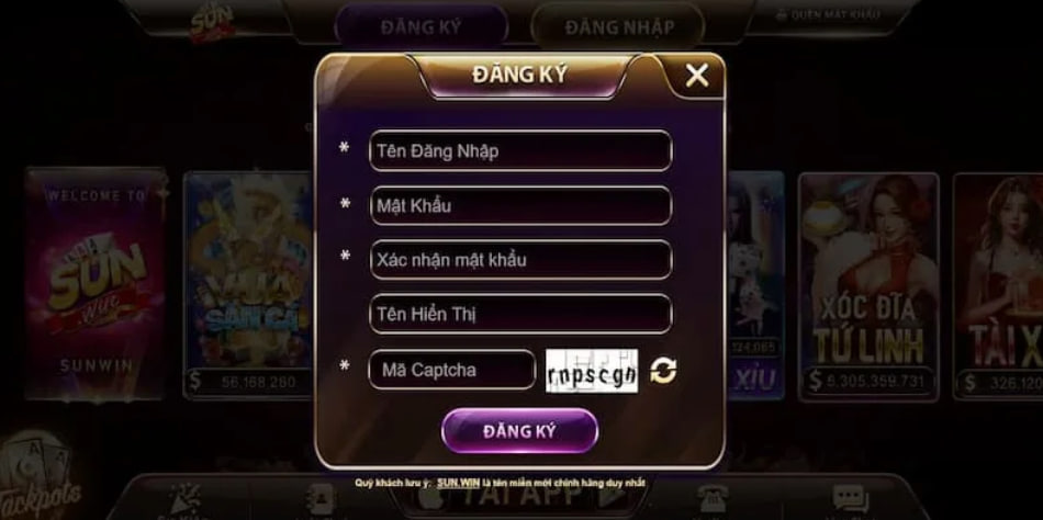 Hướng dẫn đăng ký tài khoản Sunwin