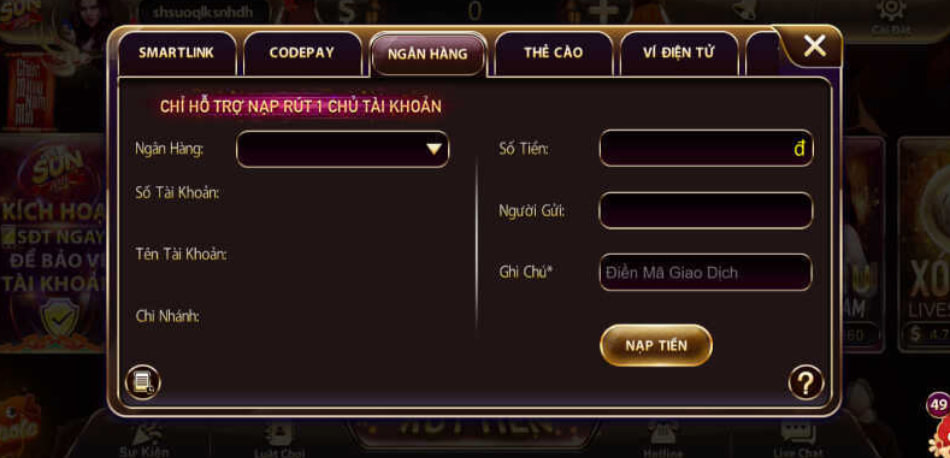 Hướng dẫn nạp rút tiền trên cổng game Sunwin